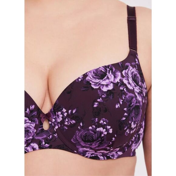 Torrid Curve NWOT Floral 360 Back Smoothing Perfect T-Shirt Bra Purple Size 44DD - Picture 2 of 8